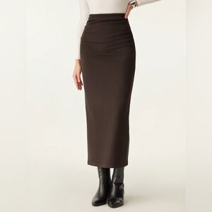 NWT MaxWarm Ruched Side Pencil Maxi Skirt